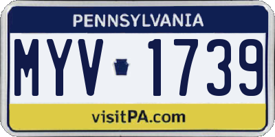 PA license plate MYV1739