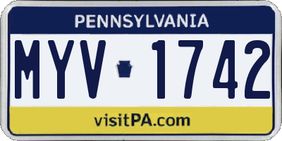 PA license plate MYV1742