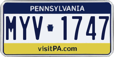 PA license plate MYV1747