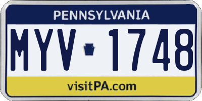 PA license plate MYV1748