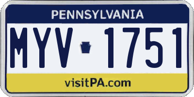 PA license plate MYV1751