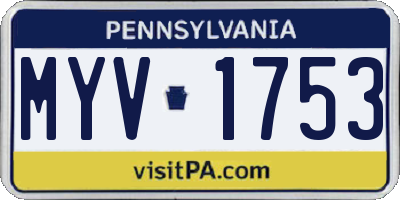 PA license plate MYV1753