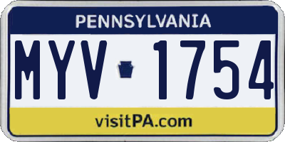 PA license plate MYV1754