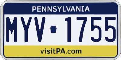 PA license plate MYV1755
