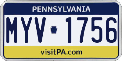 PA license plate MYV1756