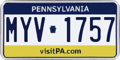 PA license plate MYV1757