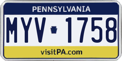 PA license plate MYV1758