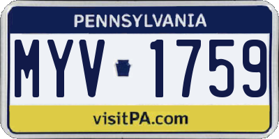PA license plate MYV1759