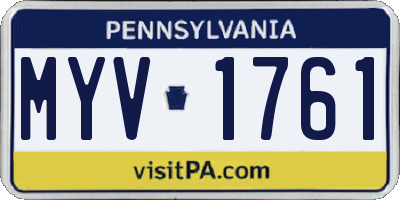 PA license plate MYV1761