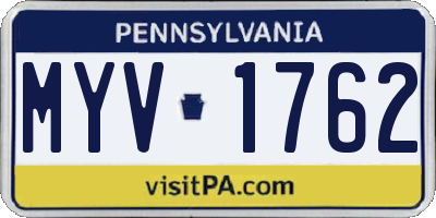 PA license plate MYV1762