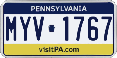 PA license plate MYV1767