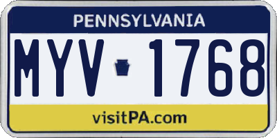 PA license plate MYV1768
