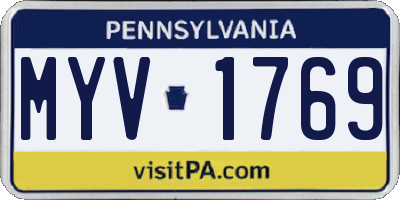 PA license plate MYV1769