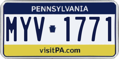 PA license plate MYV1771
