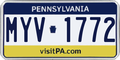 PA license plate MYV1772
