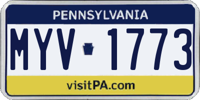PA license plate MYV1773
