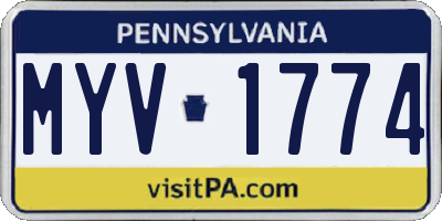 PA license plate MYV1774