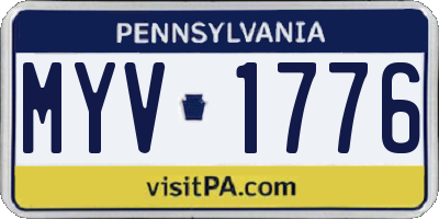 PA license plate MYV1776