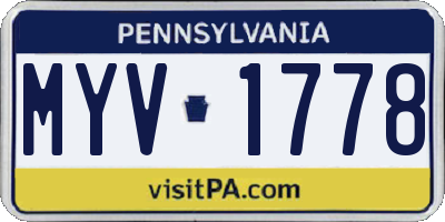 PA license plate MYV1778