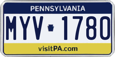 PA license plate MYV1780