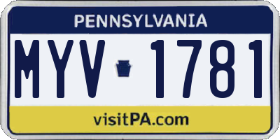 PA license plate MYV1781