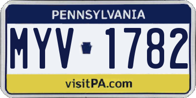 PA license plate MYV1782