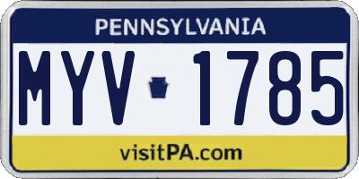 PA license plate MYV1785