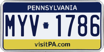 PA license plate MYV1786