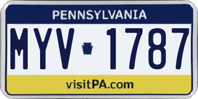 PA license plate MYV1787