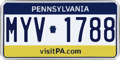 PA license plate MYV1788