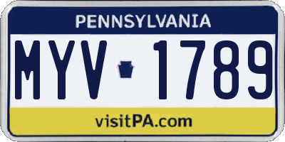 PA license plate MYV1789