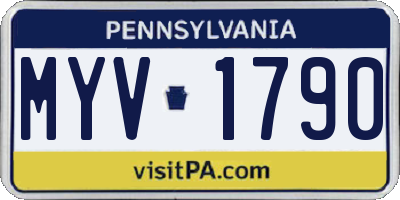 PA license plate MYV1790