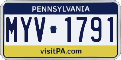 PA license plate MYV1791