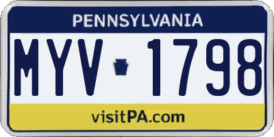 PA license plate MYV1798
