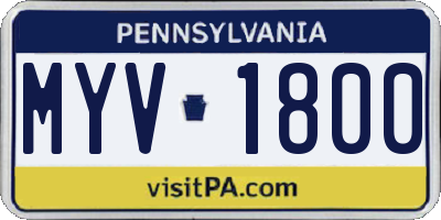 PA license plate MYV1800
