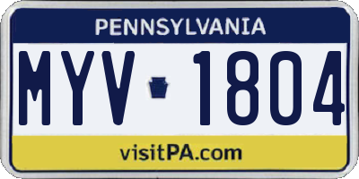 PA license plate MYV1804