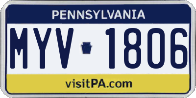 PA license plate MYV1806
