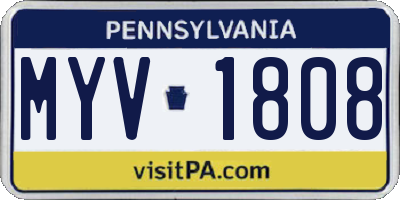 PA license plate MYV1808