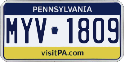 PA license plate MYV1809