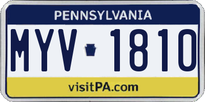PA license plate MYV1810