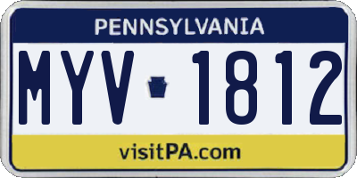 PA license plate MYV1812