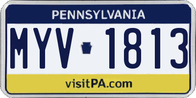 PA license plate MYV1813