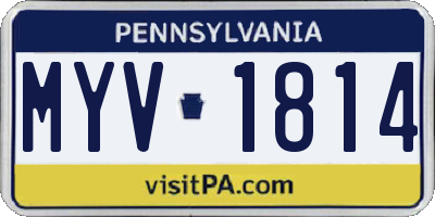 PA license plate MYV1814