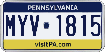 PA license plate MYV1815