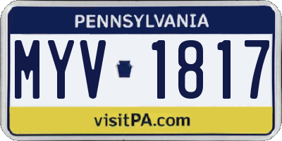 PA license plate MYV1817