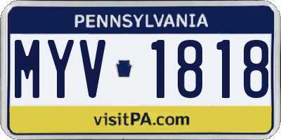 PA license plate MYV1818