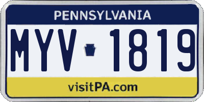 PA license plate MYV1819