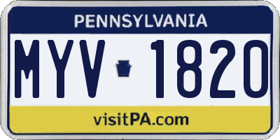 PA license plate MYV1820