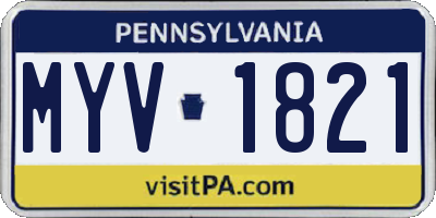 PA license plate MYV1821