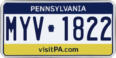 PA license plate MYV1822